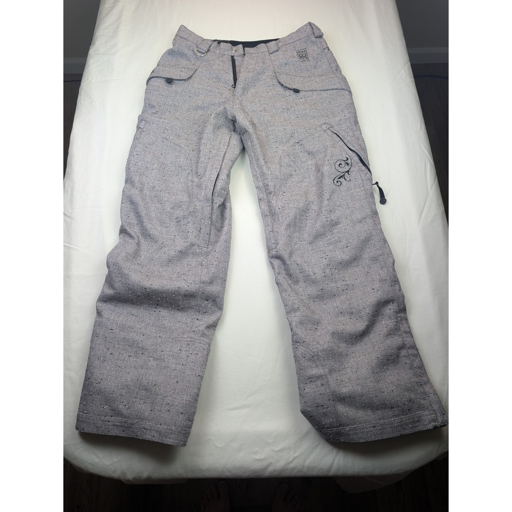 Predator Wear Snow Pants Grey Herringbone Insulated Ski Snowboard Mens Medium